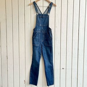 Madewell Blue Skinny Raw Hem Overalls